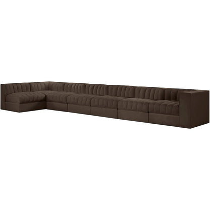Rummi Brown Velvet Performance Fabric Upholstered 7pc. Modular Sectional