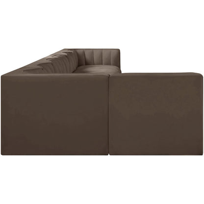 Rummi Brown Velvet Performance Fabric Upholstered 7pc. Modular Sectional