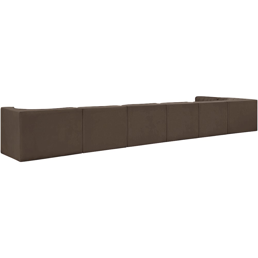 Rummi Brown Velvet Performance Fabric Upholstered 7pc. Modular Sectional