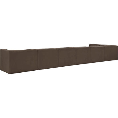 Rummi Brown Velvet Performance Fabric Upholstered 7pc. Modular Sectional