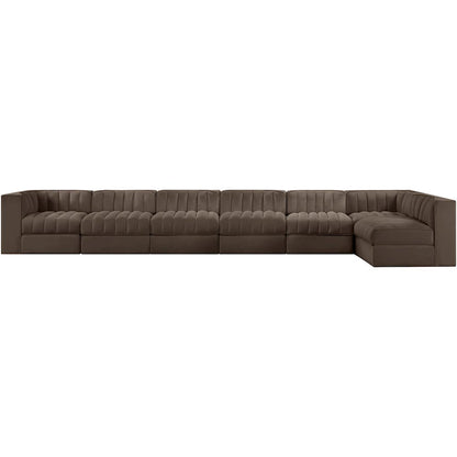 Rummi Brown Velvet Performance Fabric Upholstered 7pc. Modular Sectional