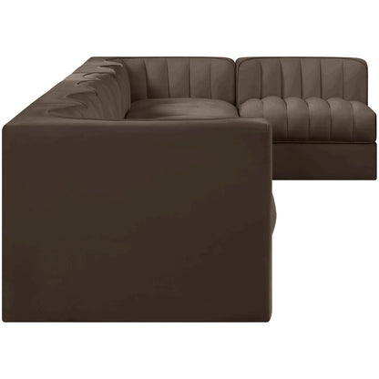 Rummi Brown Velvet Performance Fabric Upholstered 7pc. Modular Sectional