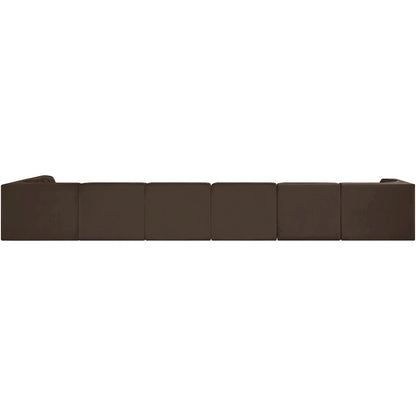 Rummi Brown Velvet Performance Fabric Upholstered 7pc. Modular Sectional