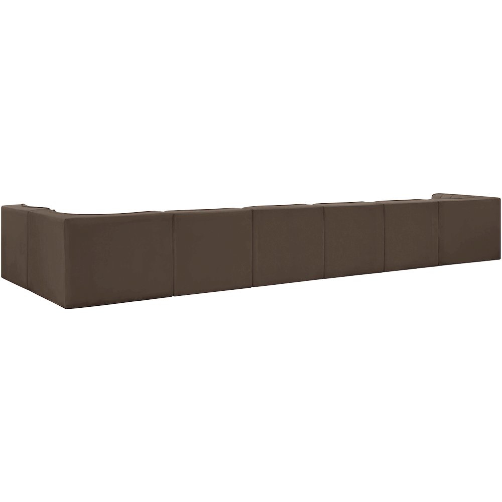 Rummi Brown Velvet Performance Fabric Upholstered 7pc. Modular Sectional