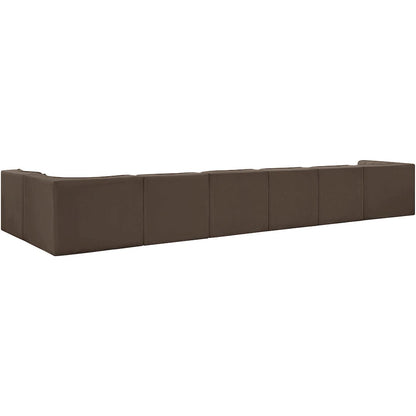 Rummi Brown Velvet Performance Fabric Upholstered 7pc. Modular Sectional