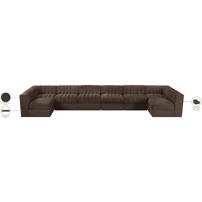 Rummi Brown Velvet Performance Fabric Upholstered 8pc. Modular Sectional