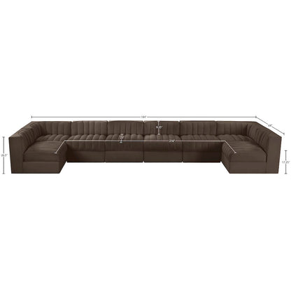 Rummi Brown Velvet Performance Fabric Upholstered 8pc. Modular Sectional