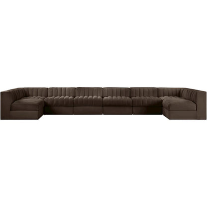 Rummi Brown Velvet Performance Fabric Upholstered 8pc. Modular Sectional