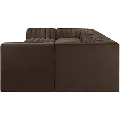 Rummi Brown Velvet Performance Fabric Upholstered 8pc. Modular Sectional