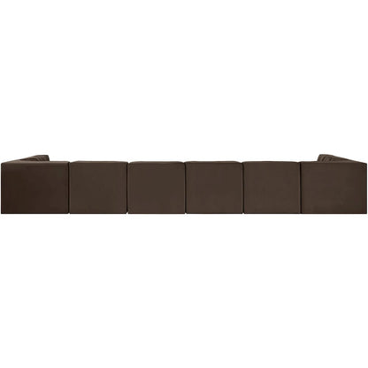 Rummi Brown Velvet Performance Fabric Upholstered 8pc. Modular Sectional