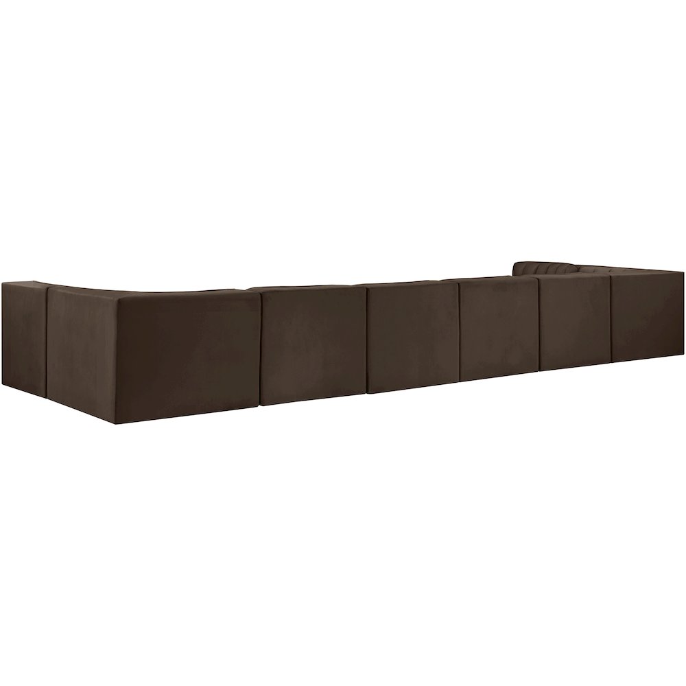 Rummi Brown Velvet Performance Fabric Upholstered 8pc. Modular Sectional