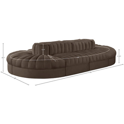 Rummi Brown Velvet Performance Fabric Upholstered 8pc. Modular Sectional