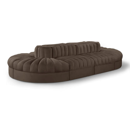 Rummi Brown Velvet Performance Fabric Upholstered 8pc. Modular Sectional