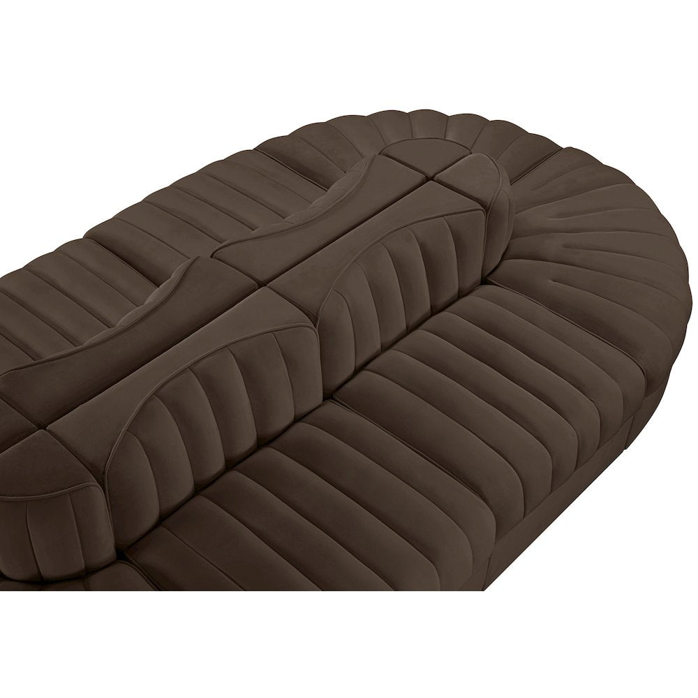 Rummi Brown Velvet Performance Fabric Upholstered 8pc. Modular Sectional