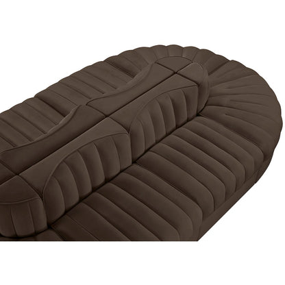 Rummi Brown Velvet Performance Fabric Upholstered 8pc. Modular Sectional