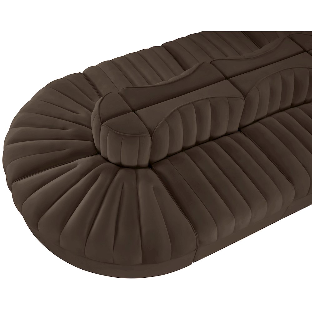 Rummi Brown Velvet Performance Fabric Upholstered 8pc. Modular Sectional
