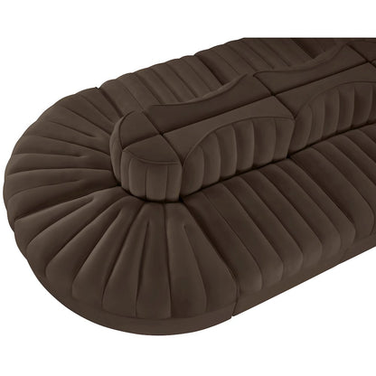 Rummi Brown Velvet Performance Fabric Upholstered 8pc. Modular Sectional