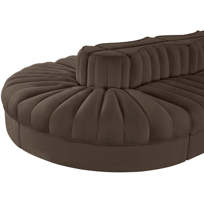 Rummi Brown Velvet Performance Fabric Upholstered 8pc. Modular Sectional