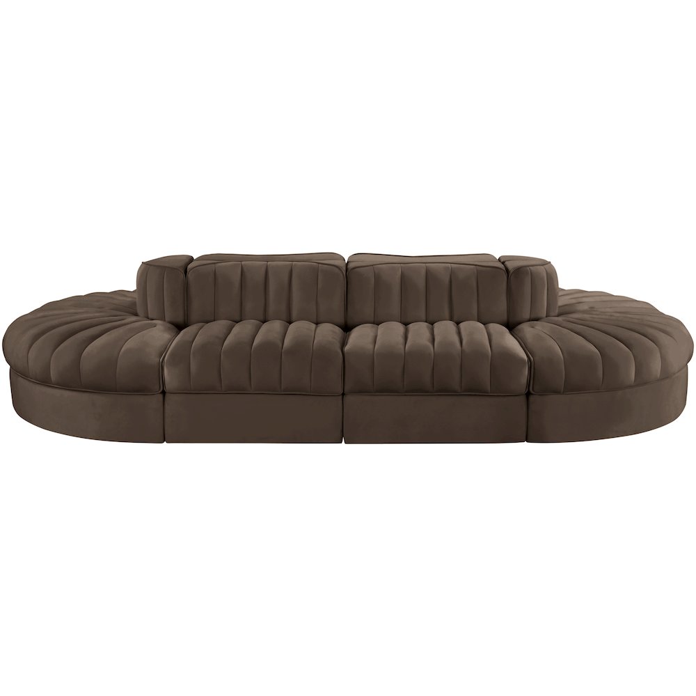 Rummi Brown Velvet Performance Fabric Upholstered 8pc. Modular Sectional