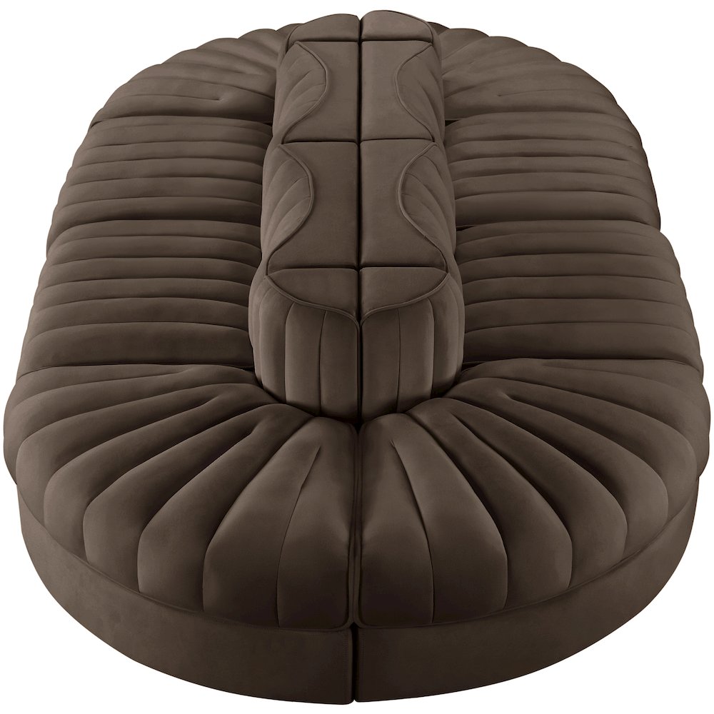Rummi Brown Velvet Performance Fabric Upholstered 8pc. Modular Sectional