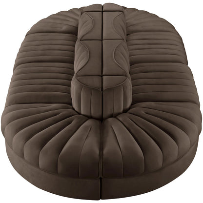 Rummi Brown Velvet Performance Fabric Upholstered 8pc. Modular Sectional
