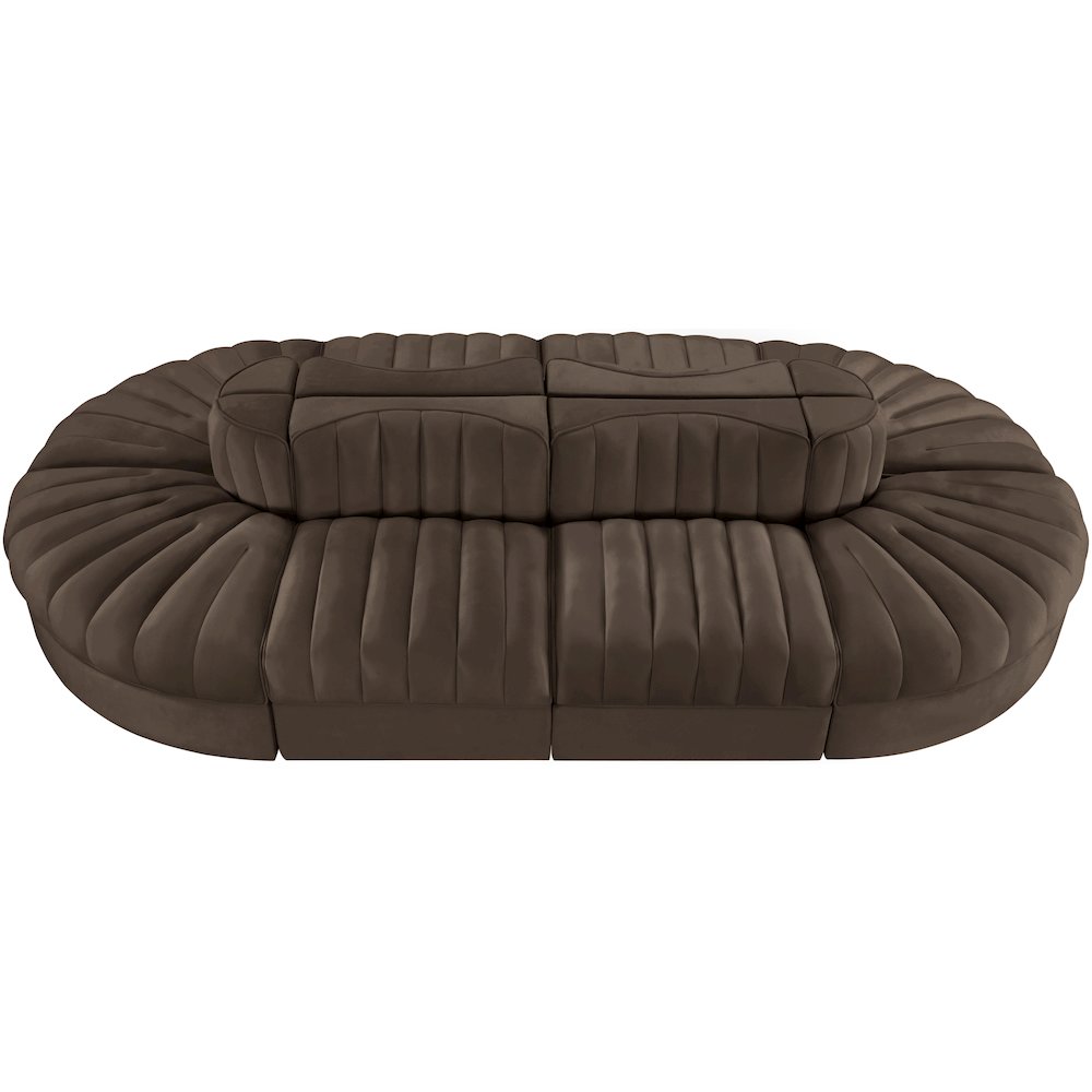 Rummi Brown Velvet Performance Fabric Upholstered 8pc. Modular Sectional