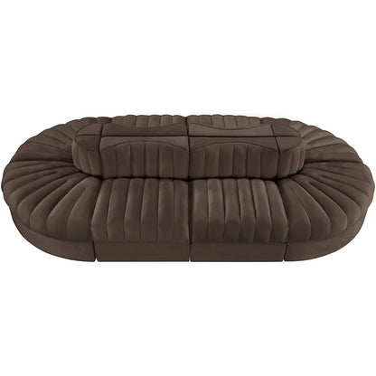 Rummi Brown Velvet Performance Fabric Upholstered 8pc. Modular Sectional