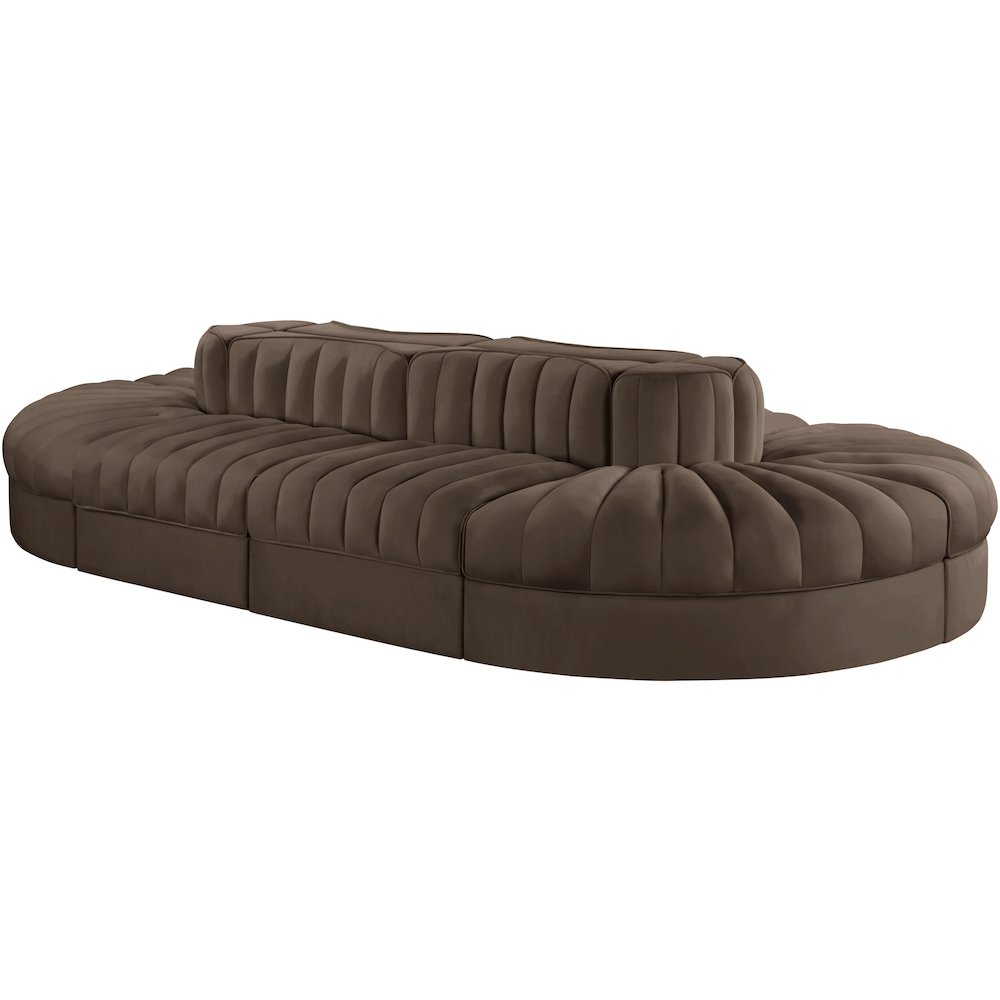 Rummi Brown Velvet Performance Fabric Upholstered 8pc. Modular Sectional