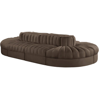 Rummi Brown Velvet Performance Fabric Upholstered 8pc. Modular Sectional