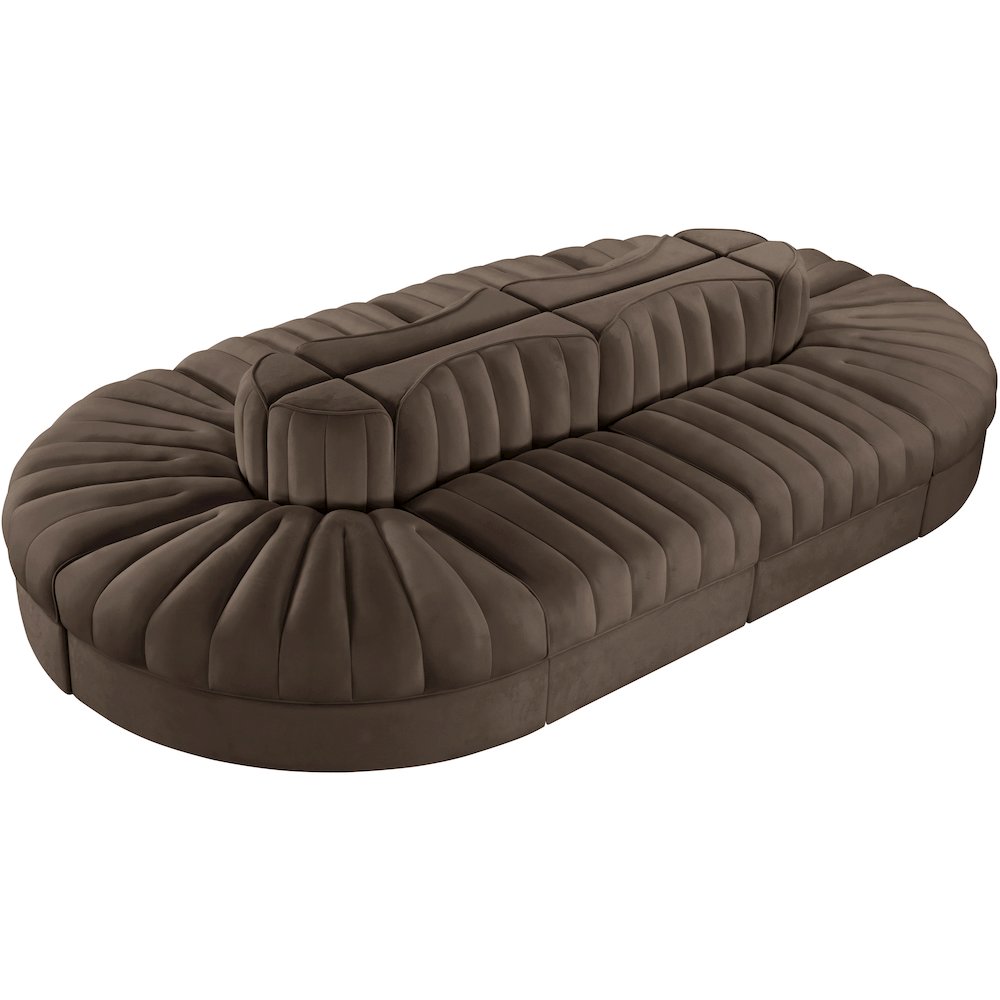 Rummi Brown Velvet Performance Fabric Upholstered 8pc. Modular Sectional