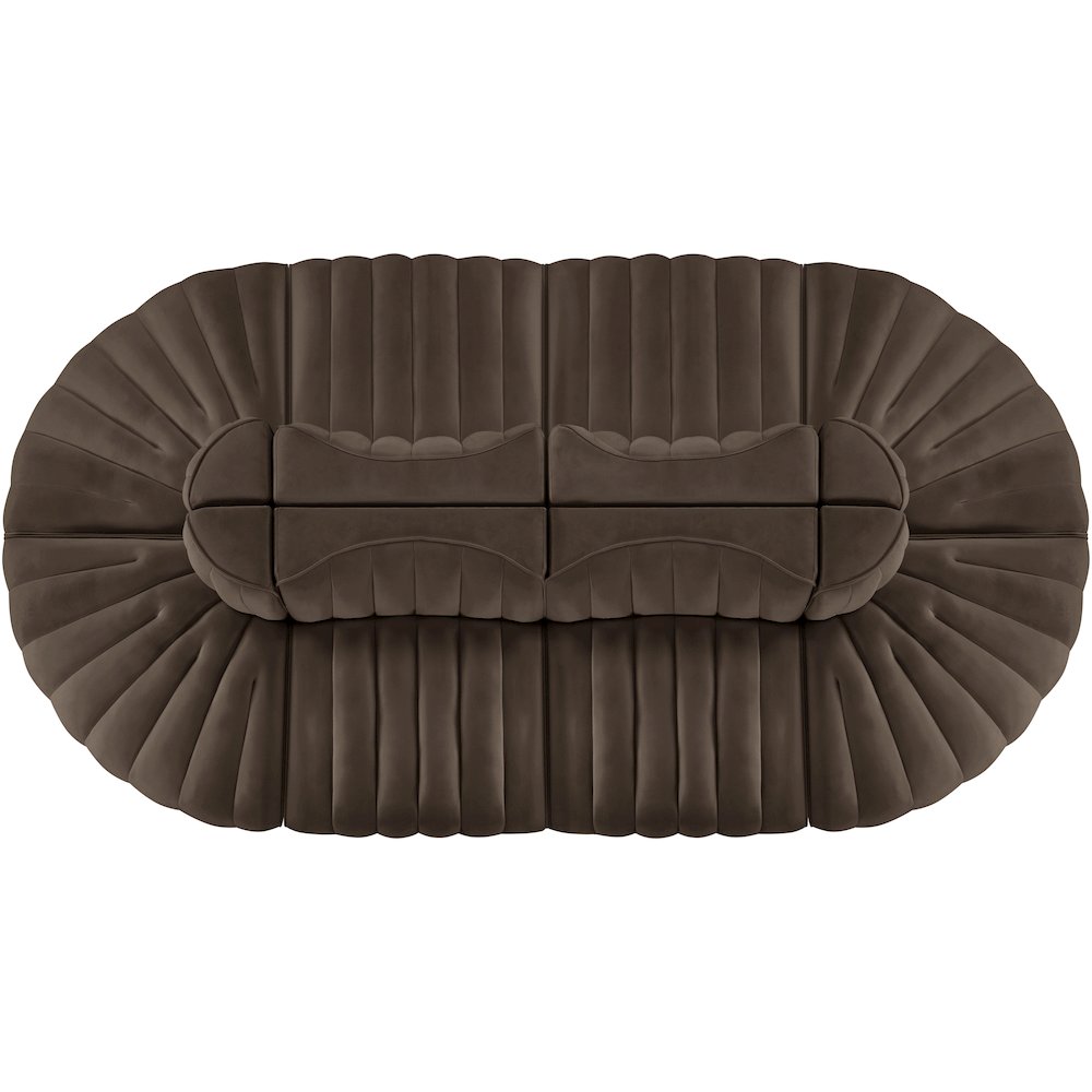 Rummi Brown Velvet Performance Fabric Upholstered 8pc. Modular Sectional