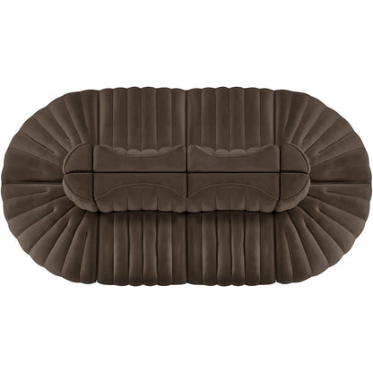 Rummi Brown Velvet Performance Fabric Upholstered 8pc. Modular Sectional