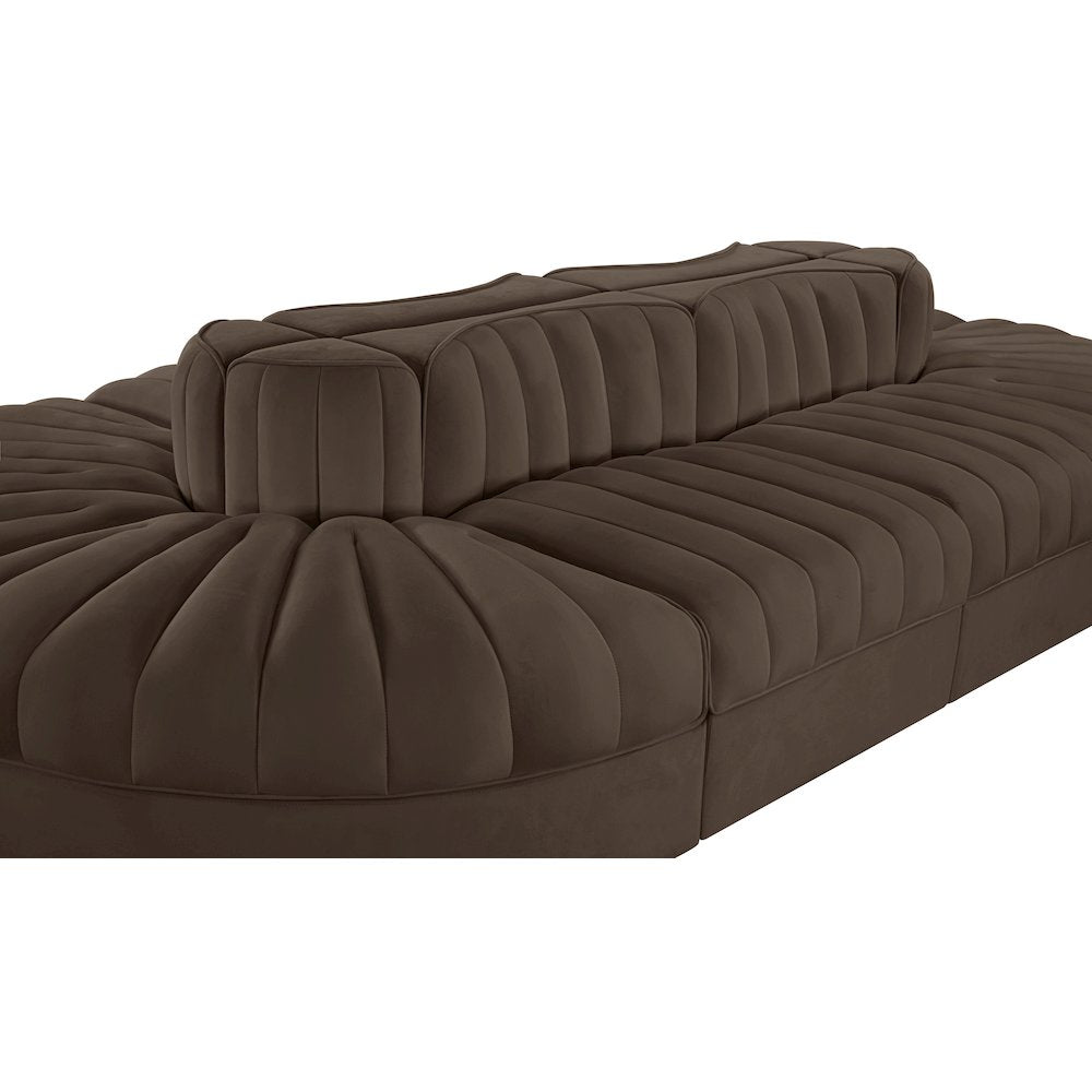 Rummi Brown Velvet Performance Fabric Upholstered 8pc. Modular Sectional