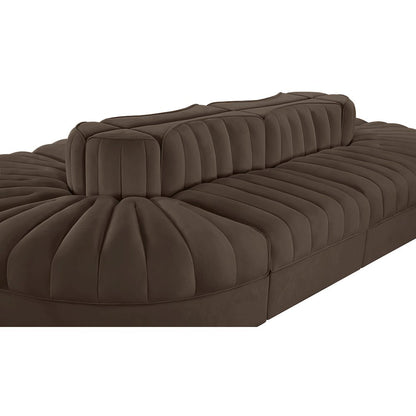 Rummi Brown Velvet Performance Fabric Upholstered 8pc. Modular Sectional