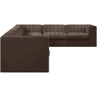 Rummi Brown Velvet Performance Fabric Upholstered 8pc. Modular Sectional