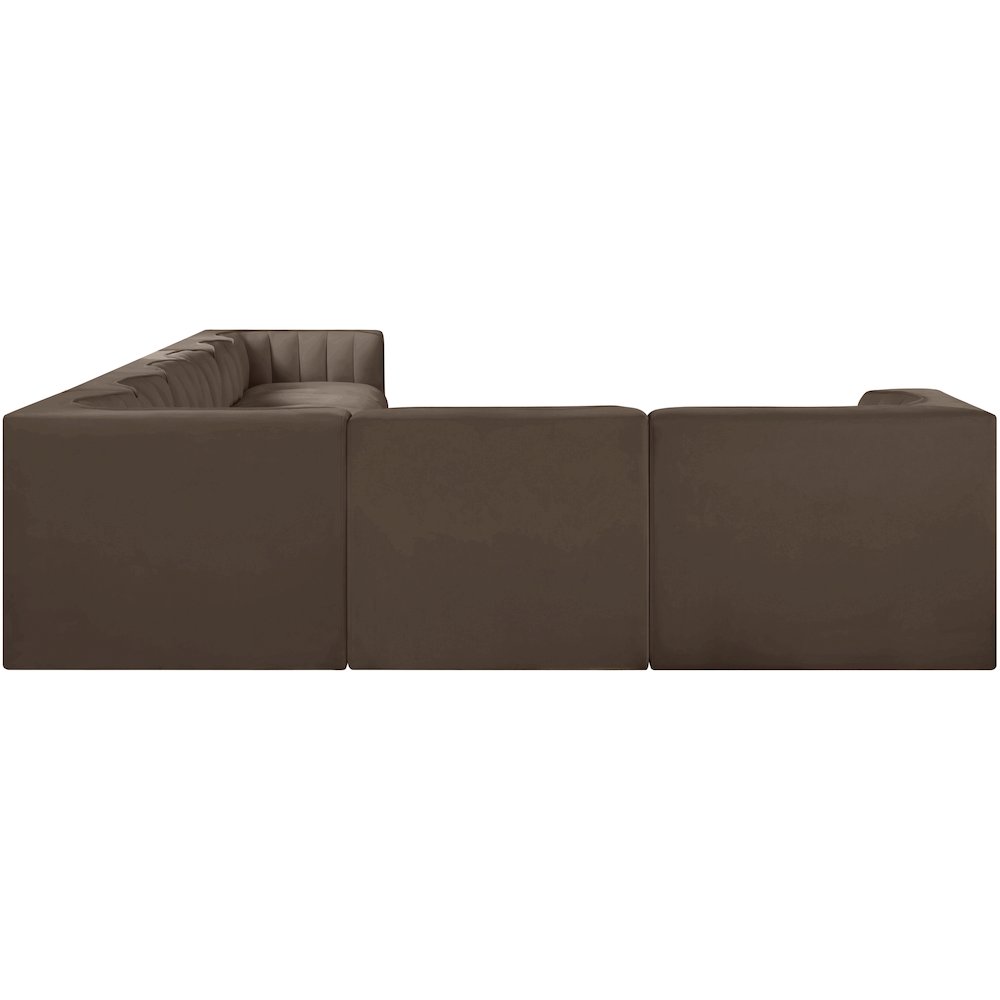 Rummi Brown Velvet Performance Fabric Upholstered 8pc. Modular Sectional
