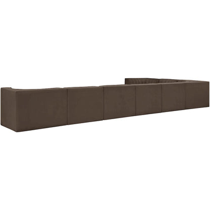 Rummi Brown Velvet Performance Fabric Upholstered 8pc. Modular Sectional