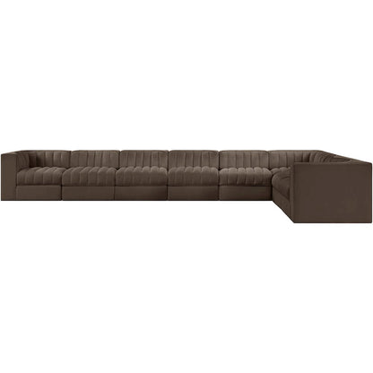 Rummi Brown Velvet Performance Fabric Upholstered 8pc. Modular Sectional