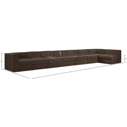 Rummi Brown Velvet Performance Fabric Upholstered 8pc. Modular Sectional