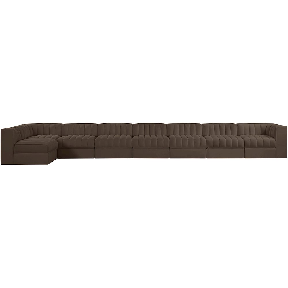 Rummi Brown Velvet Performance Fabric Upholstered 8pc. Modular Sectional
