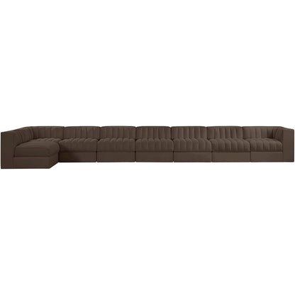 Rummi Brown Velvet Performance Fabric Upholstered 8pc. Modular Sectional
