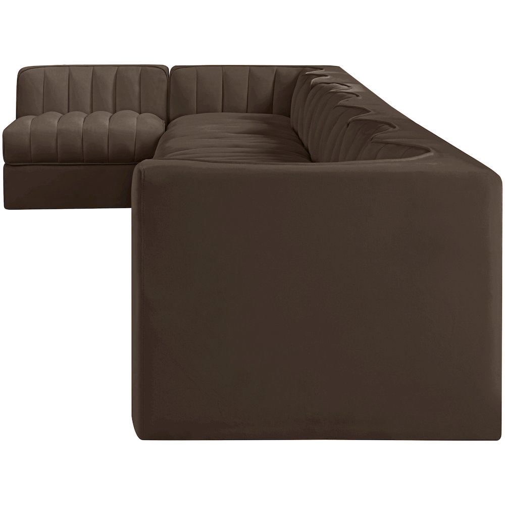 Rummi Brown Velvet Performance Fabric Upholstered 8pc. Modular Sectional