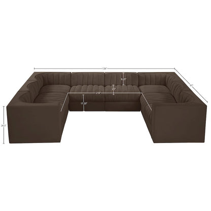 Rummi Brown Velvet Performance Fabric Upholstered 8pc.Modular Sectional
