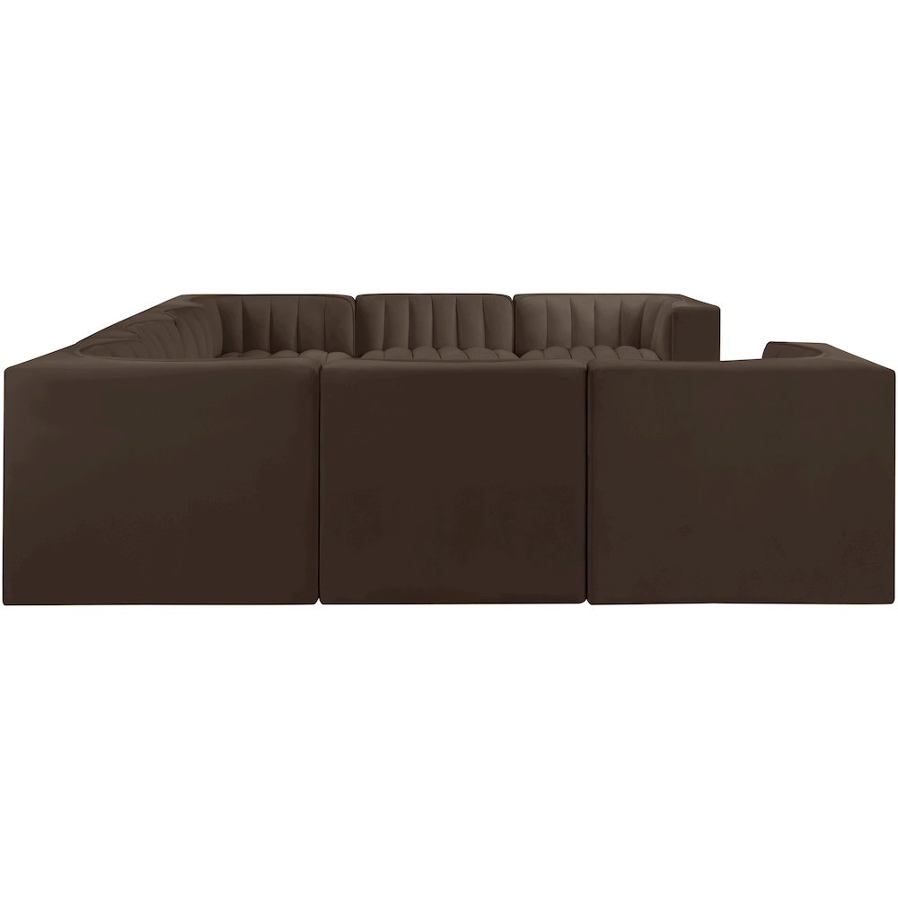 Rummi Brown Velvet Performance Fabric Upholstered 8pc.Modular Sectional