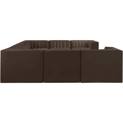 Rummi Brown Velvet Performance Fabric Upholstered 8pc.Modular Sectional