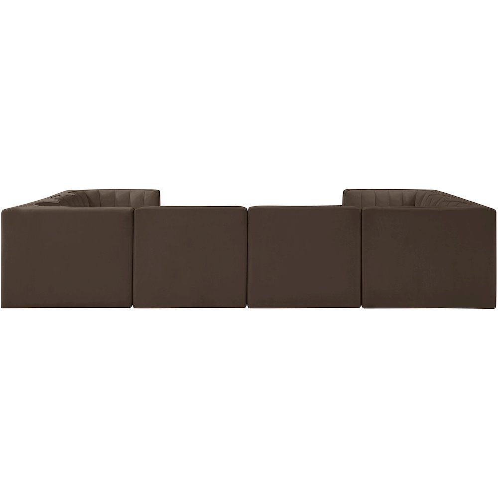 Rummi Brown Velvet Performance Fabric Upholstered 8pc.Modular Sectional