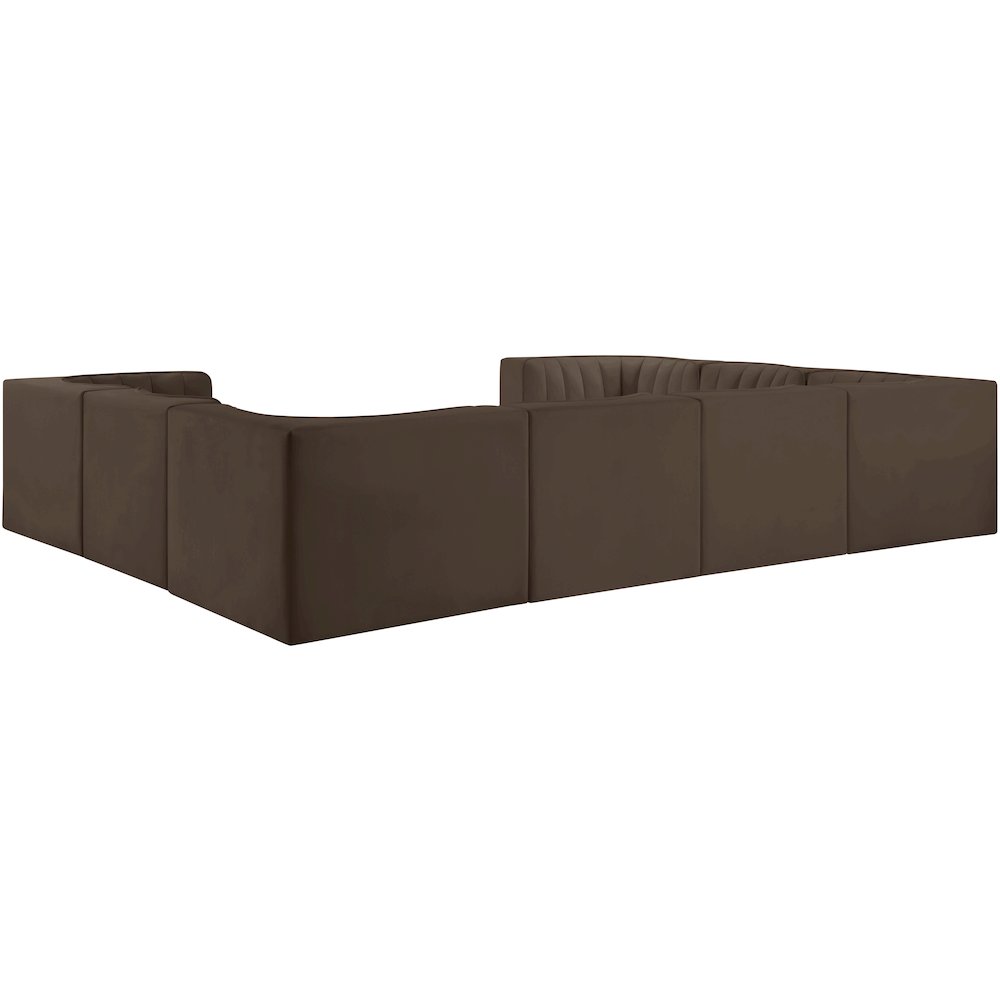Rummi Brown Velvet Performance Fabric Upholstered 8pc.Modular Sectional