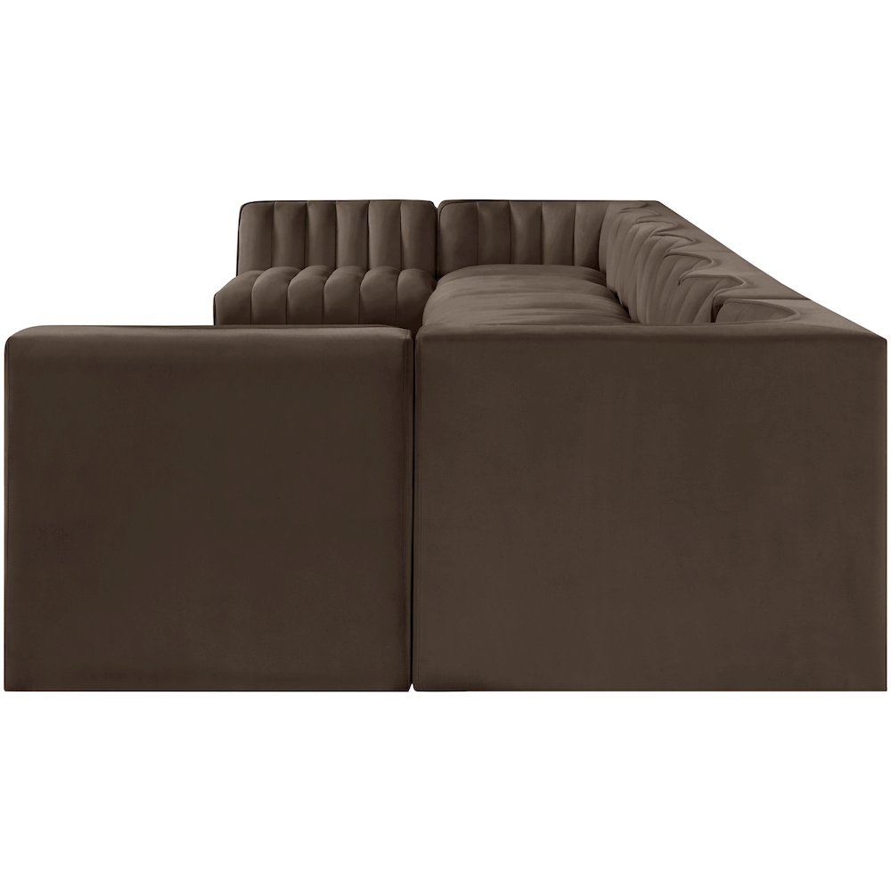 Rummi Brown Velvet Performance Fabric Upholstered 9pc. Modular Sectional