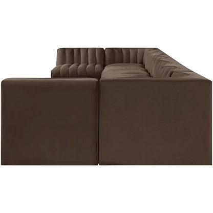 Rummi Brown Velvet Performance Fabric Upholstered 9pc. Modular Sectional