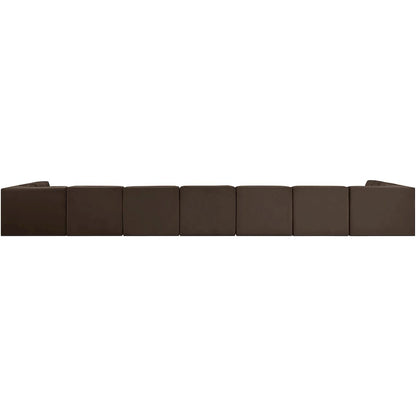 Rummi Brown Velvet Performance Fabric Upholstered 9pc. Modular Sectional